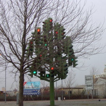 Isle of Dogs traffic light, London